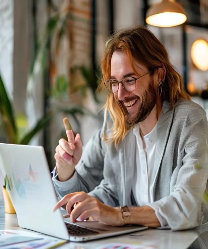 Happy Canadian business owner reviewing results